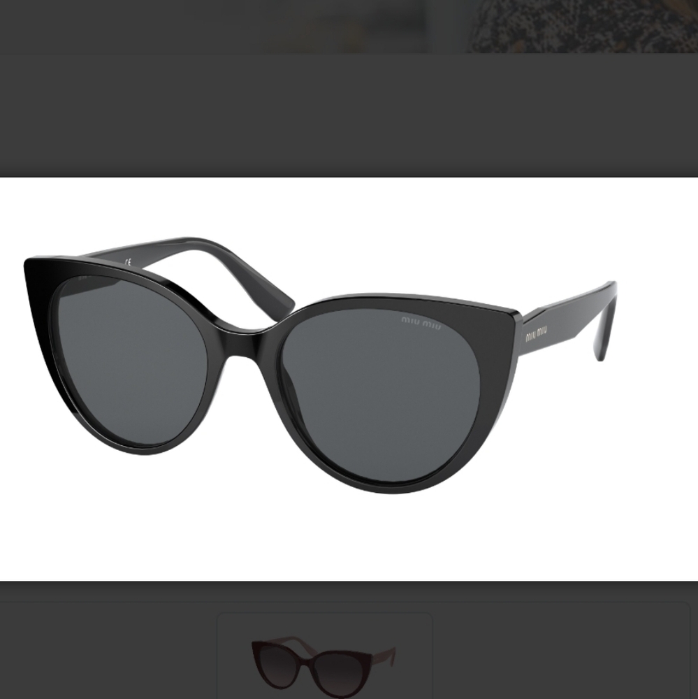 Miu Miu Glossy Black Cat-Eye Sunglasses with Dark Lenses